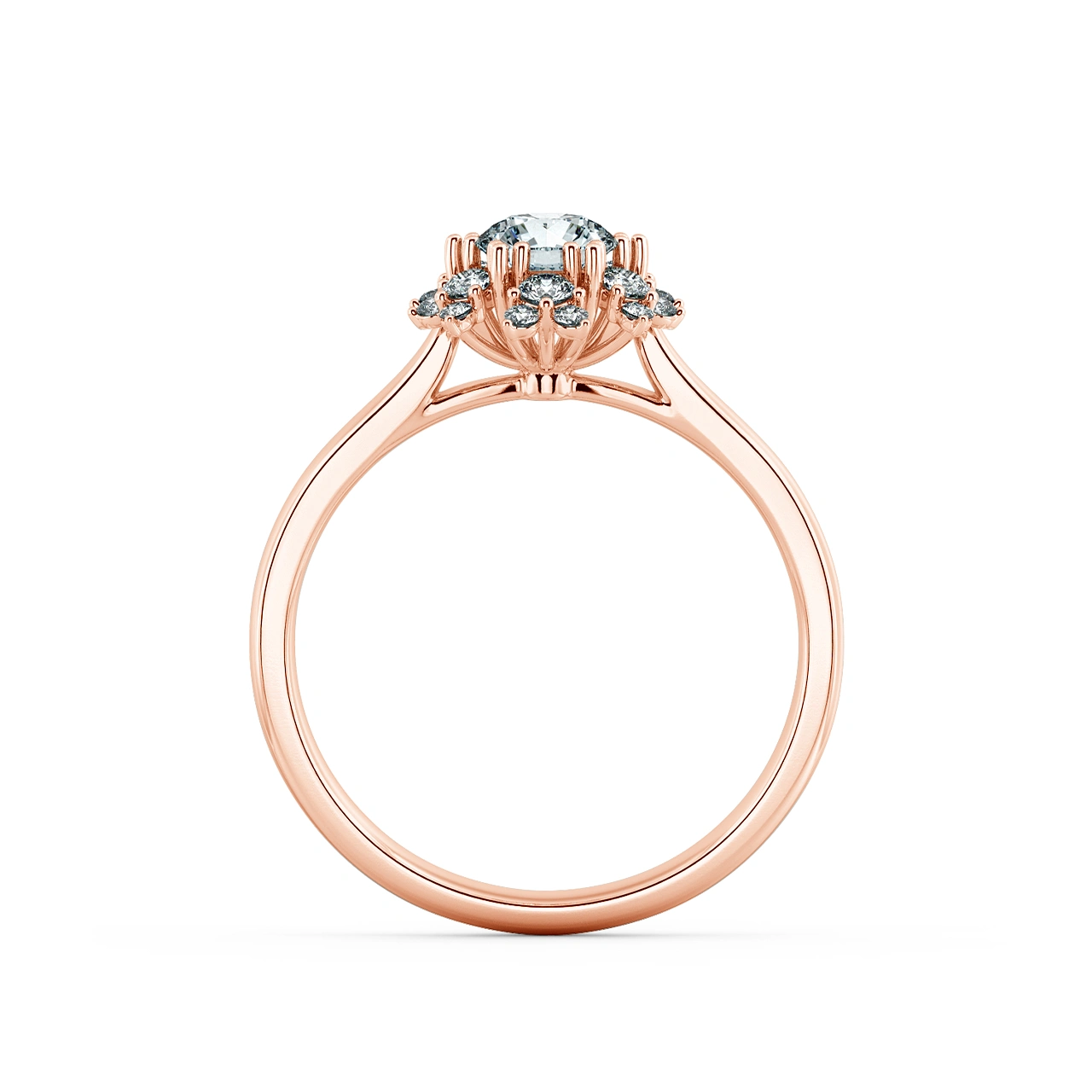 Apricot Blossom Halo engagement Ring with shiny Band NCH2002 5